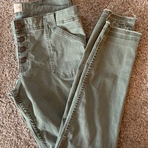 Hollister Green Super Skinny Button Fly Jeans